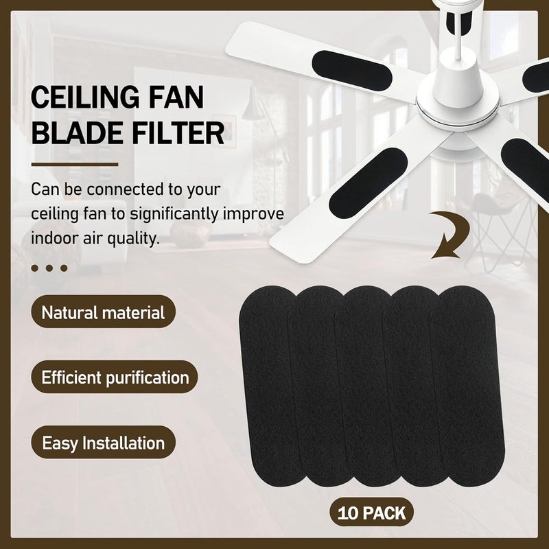 CHNPLUM Ceiling Fan Filters, Ceiling Fan Filters for Blades, Activated Carbon Ceiling Fan Filters Fit, Easy Stick on the Top of the Ceiling Fan Blades (10-Count) - Image 4